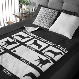 Stubborn Labrador Retriever Dog Tricks Humour Fleece Blanket