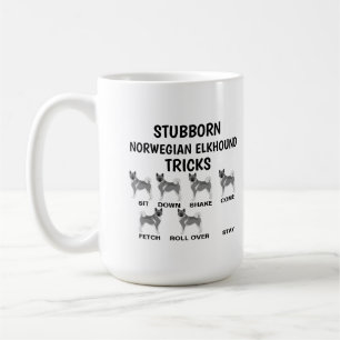 Stubborn Norwegian Elkhound Dog Tricks Mug, Funny Coffee Mug