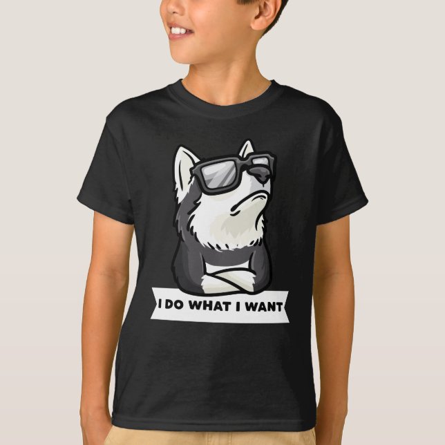 Stubborn Pomsky Dog Funny T-Shirt (Front)