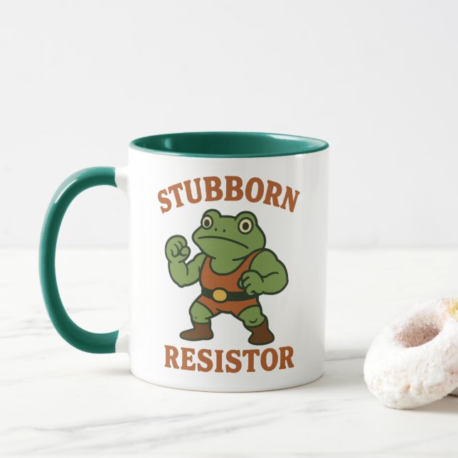 Stubborn Resistor Frog Mug | Retro Portland Vibes (With Donut)
