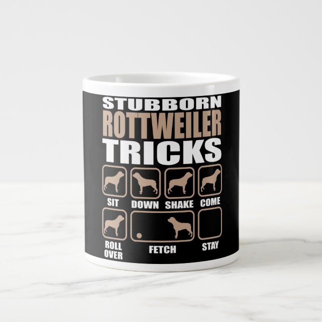 Stubborn Rottweiler Tricks design Large Coffee Mug (Front)