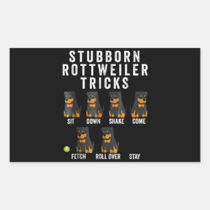 stubborn rottweiler tricks rectangular sticker