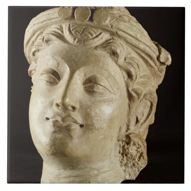 Stucco head, Gandhara, 4th century AD Ceramic Tile (Front)