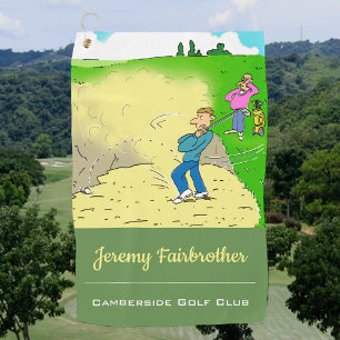 Stuck in a Bunker -  Funny Golf Cartoon Golf Towel