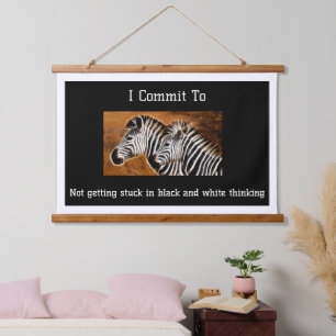 Stuck In Black and White ThinkingZebras Hanging Tapestry