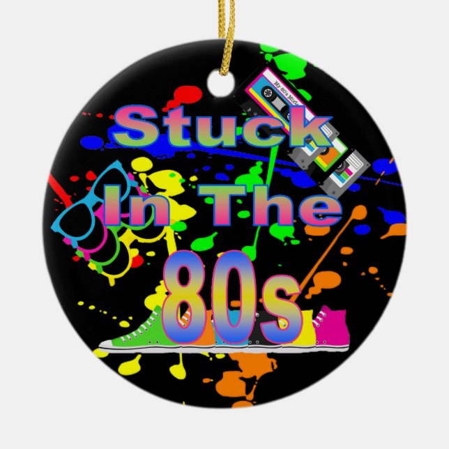Stuck in the 80s ceramic tree decoration (Front)
