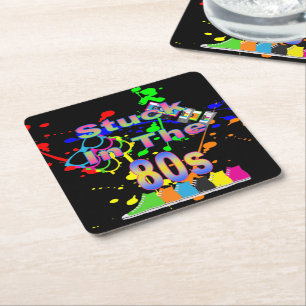 Stuck in the 80s square paper coaster