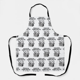Stuck In The Chimney With You Funny Santa Reindeer Apron