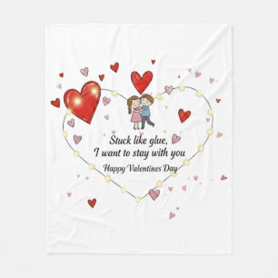 Stuck like glue valentine couple fleece blanket