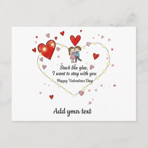 Stuck like glue valentine holiday postcard