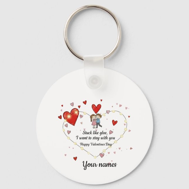Stuck like glue valentine key ring (Front)