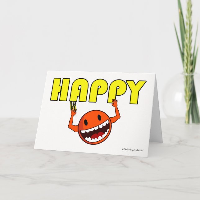 Stuck on Happy, Funny Friendship Greeting Card (Front)