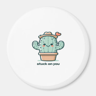 Stuck On You Cactus Cute Plant Design  Magnet