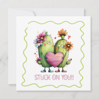 Stuck On You Cactus Love Greeting Card