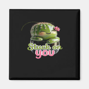 Stuck On You Cute Cactus Pun Kawaii Valentines Lov Magnet