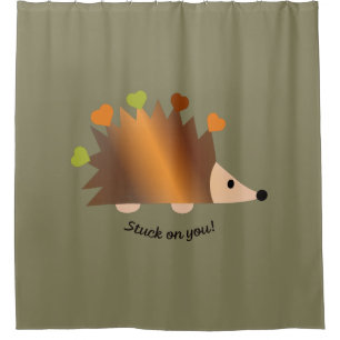 Stuck on You Hedgehog and Hearts Shower Curtain