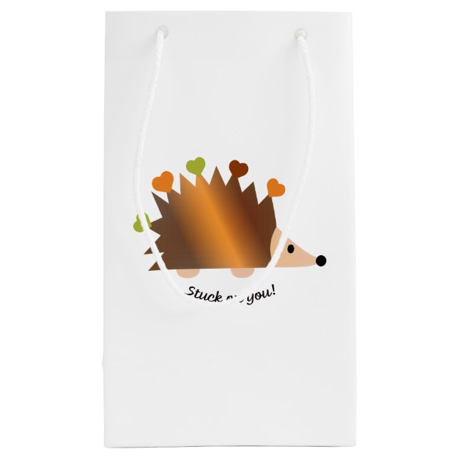 Stuck on You Hedgehog and Hearts Small Gift Bag (Back)