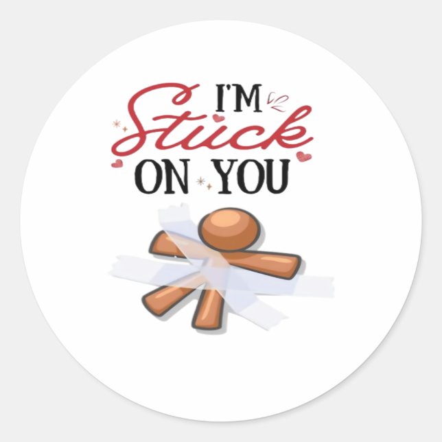 Stuck On You Modern Minimal Design  Classic Round Sticker (Front)