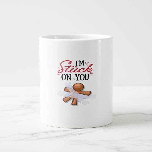 Stuck On You Modern Minimal Design  Large Coffee Mug (Front)