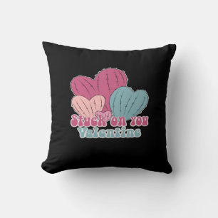 Stuck On You Valentine Funny Cactus Cute Design Cushion