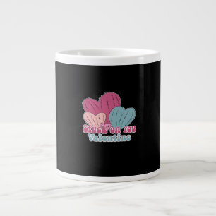 Stuck On You Valentine Funny Cactus Cute Design  Large Coffee Mug
