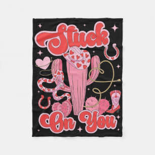 Stuck On You Valentines Cactus Plant Succulent Val Fleece Blanket