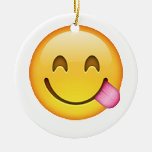 Stuck Out Tongue - Emoji Ceramic Tree Decoration (Front)