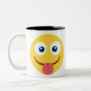 Stuck Out Tongue Emoji Two-Tone Coffee Mug