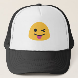 Stuck out tongue winking eyes trucker hat