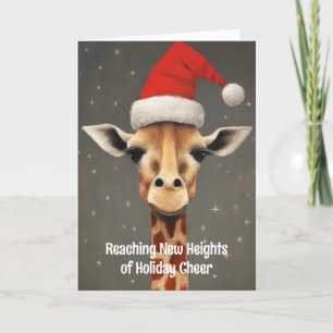 Stuck Up Giraffe Santa Christmas Card