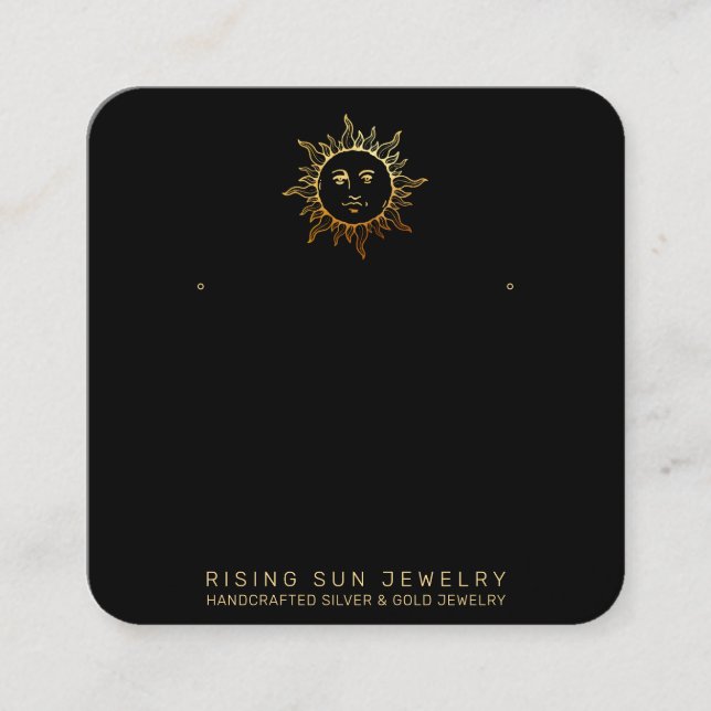*~* Stud EARRING DISPLAY QR Social Media Sun  Square Business Card (Front)