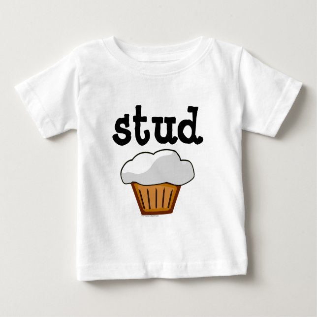 Stud Muffin, Cute Funny Baked Good Baby T-Shirt (Front)