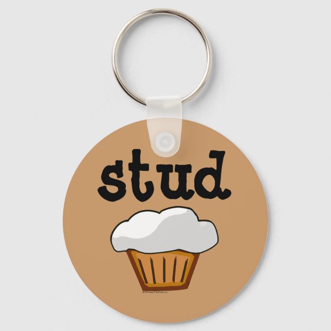 Stud Muffin, Cute Funny Baked Good Key Ring (Front)