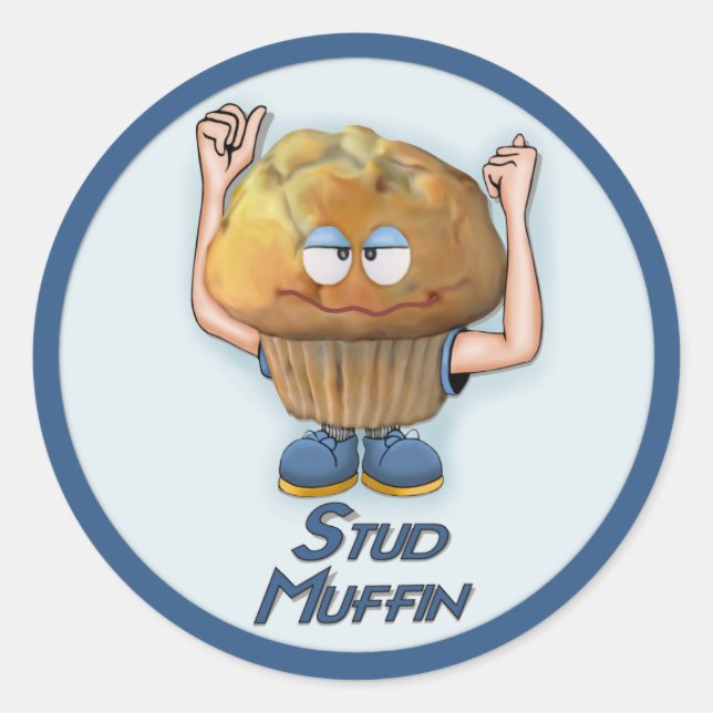 Stud Muffin Humour Classic Round Sticker (Front)