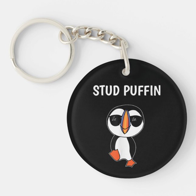 Stud Puffin Funny Bird Key Ring (Front)