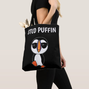 Stud Puffin Funny Bird Tote Bag
