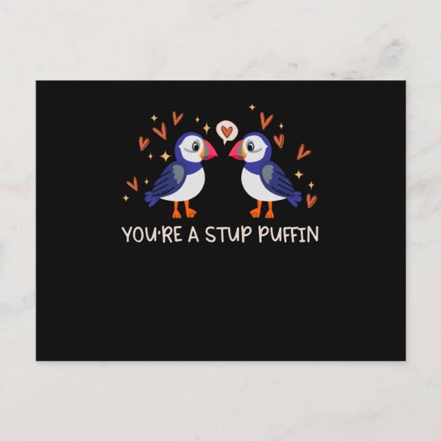 Stud Puffin Hearts Puffins Love Seabirds Postcard (Front)