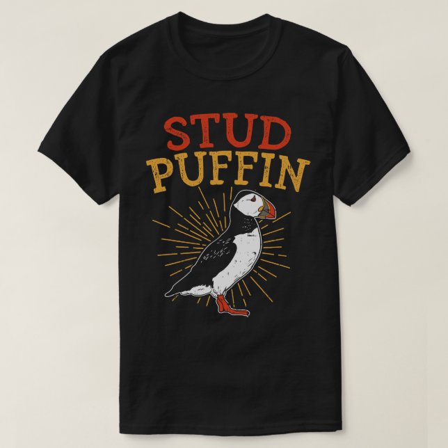 Stud Puffin Puffins T-Shirt (Design Front)