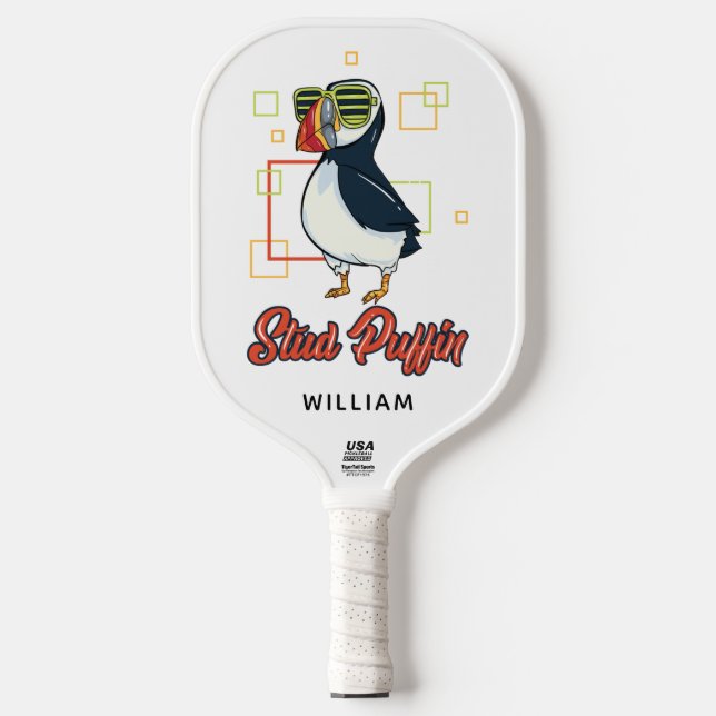 Stud Puffin Sea Bird Cute Gag Personalised Pickleball Paddle (Front)