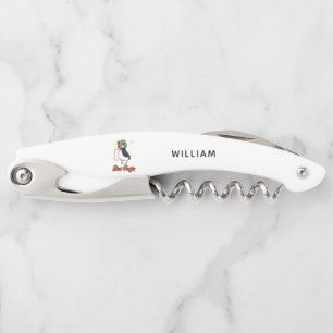 Stud Puffin Sea Bird Illustration Personalized Corkscrew