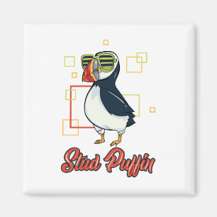 Stud Puffin Seaside Bird Illustration Magnet