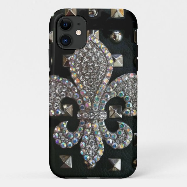 Studded fleur de lis print case (Back)