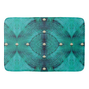 Studded Floor Pattern in Aqua Blues Bath Mat