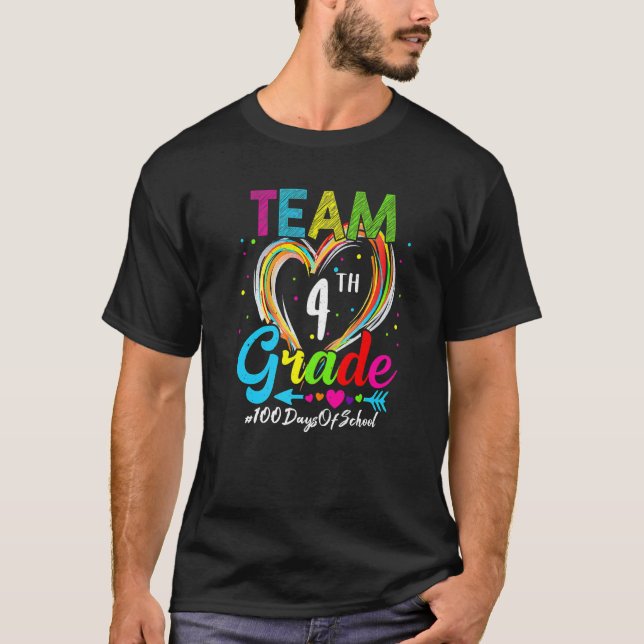 Student 100th Day Team 4th Grade Squad 100 Days Of T-Shirt (Front)