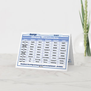 Student Class Timetable Assignment Exams Tracker Card