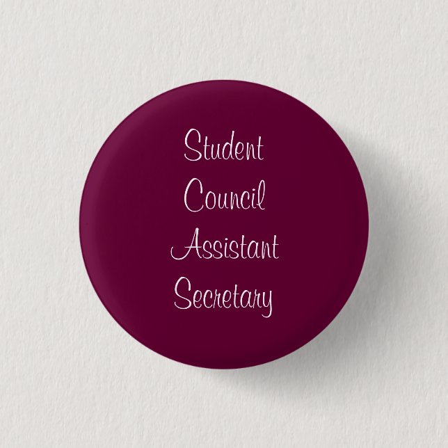 Student Council Assistant Secretary 3 Cm Round Badge (Front)