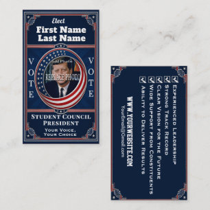 Student Council President Political Election Business Card