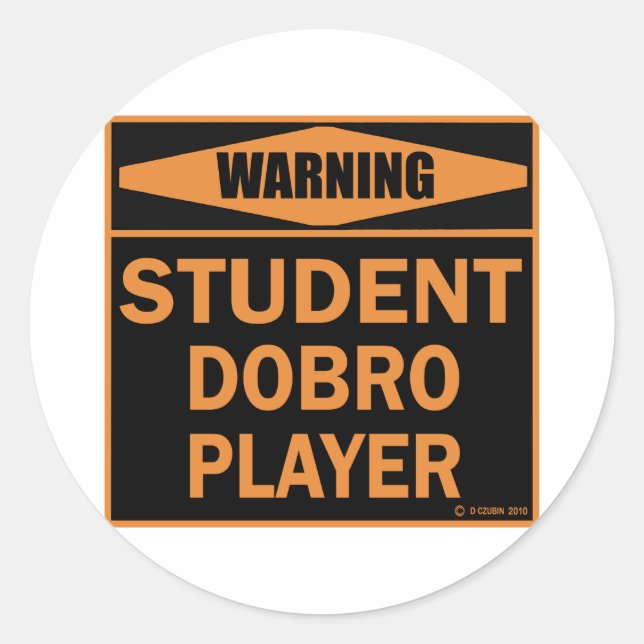 Student Dobro Player Classic Round Sticker (Front)