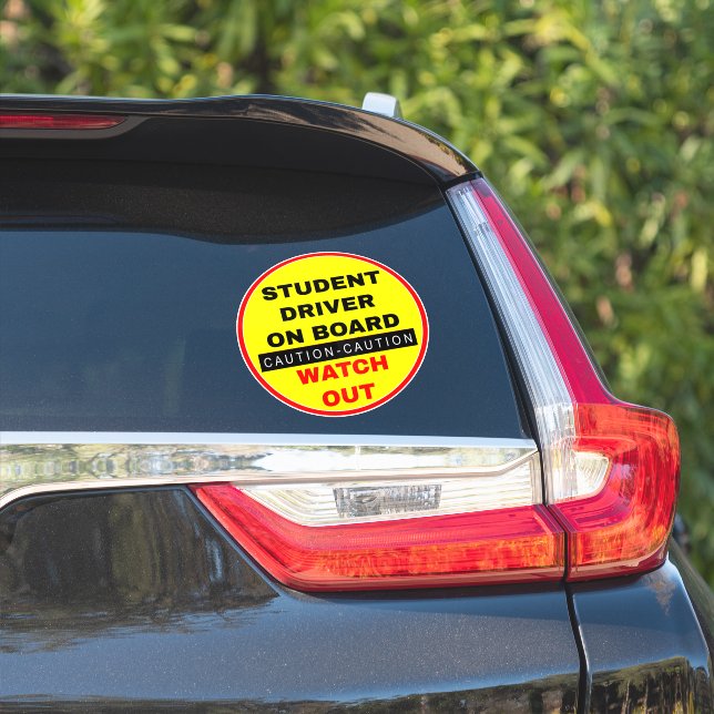 Student Driver On Board for Cars - Yellow Caution (Car Side)