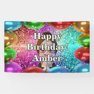 Student Girl Personalised character birthday Banner